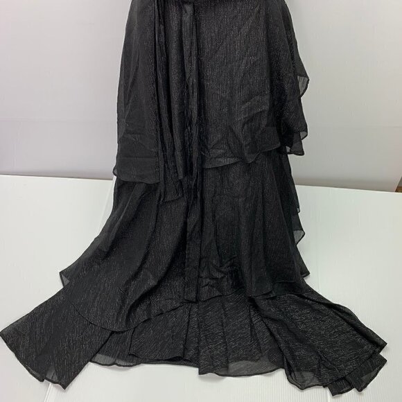 Tahari Size 4 Maxi Dress NWT Black Metallic Thread Sleeveless Boho Party V Neck - Picture 5 of 12